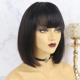 BUY ONE GET ONE FREE! Short Silky Straight Burgundy Color Bob Wigs With Bangs